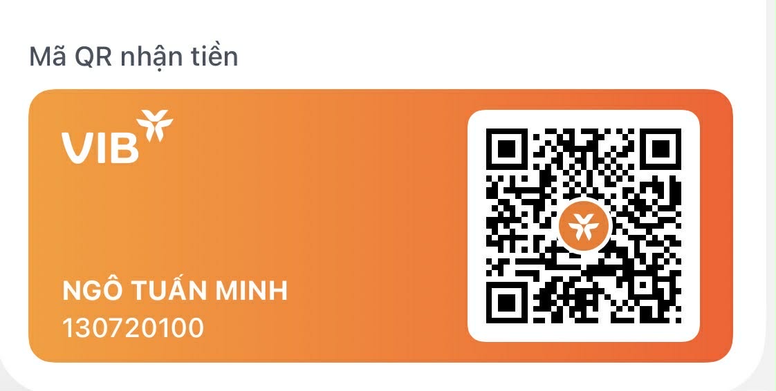 Mã QR chuyển khoản VIB — Ngô Tuấn Minh, số tài khoản 130720100