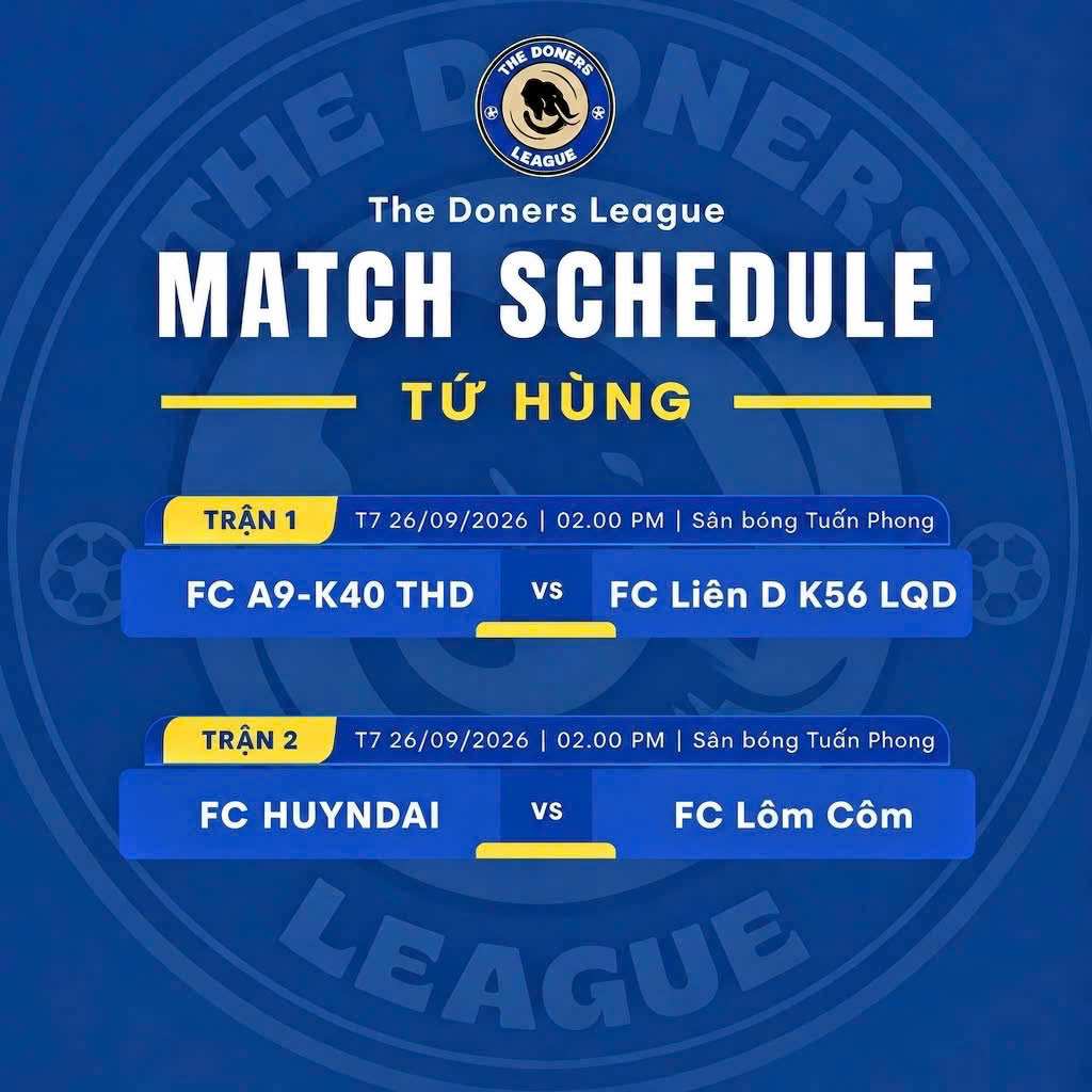 Poster lịch thi đấu Tứ Hùng The Doners League